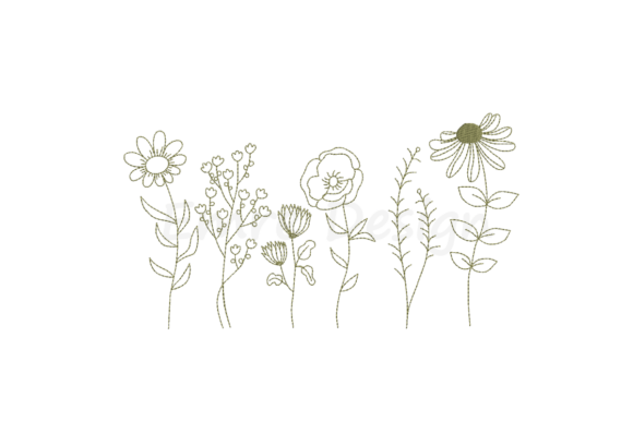 Floral Embroidery Design, Line Art Review