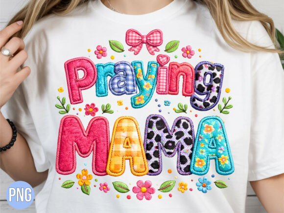 Praying Mama Colorful Embroidery PNG Review